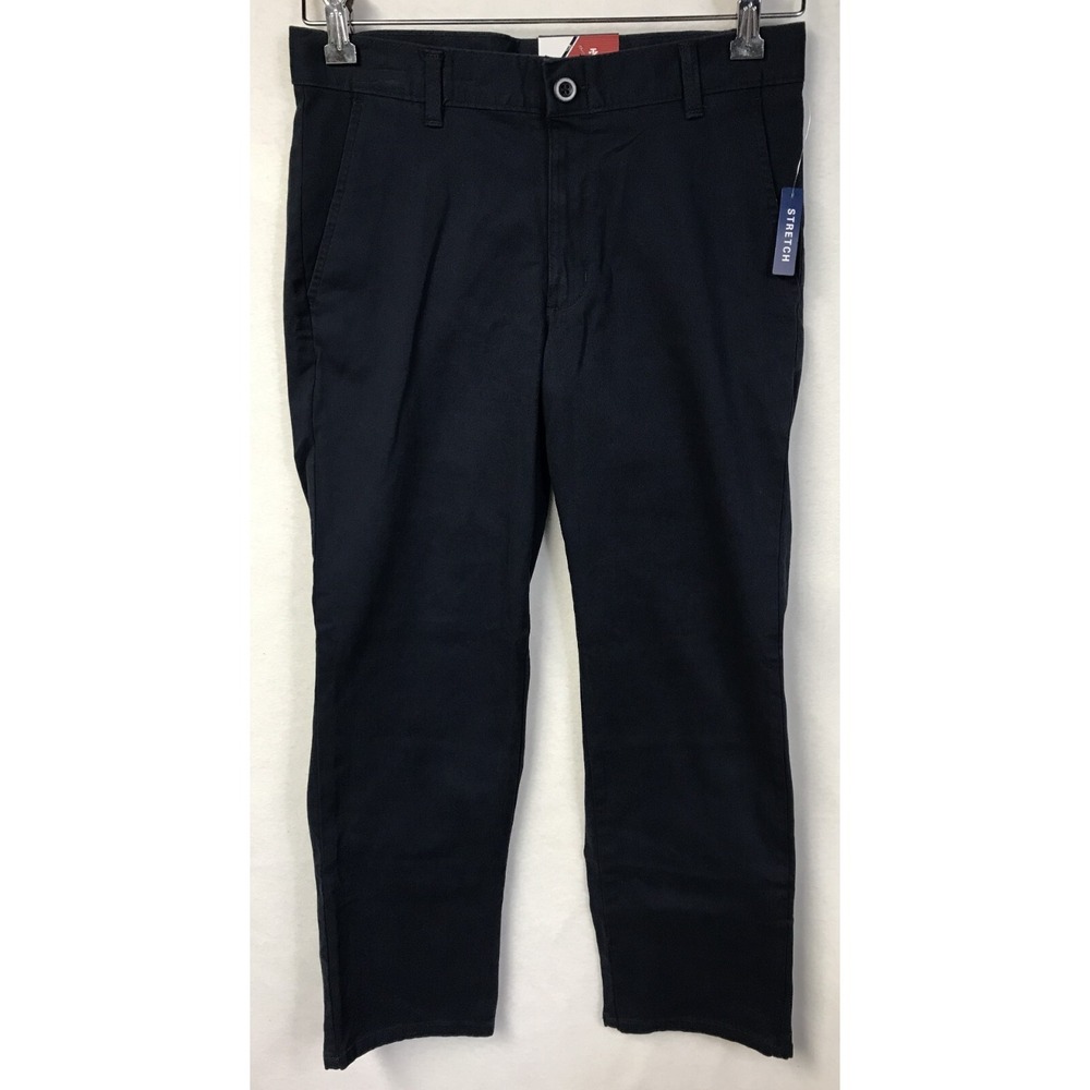 Izod Flat Front Stretch Chino Pants Navy Blue Boy's Size 16 Regular NEW